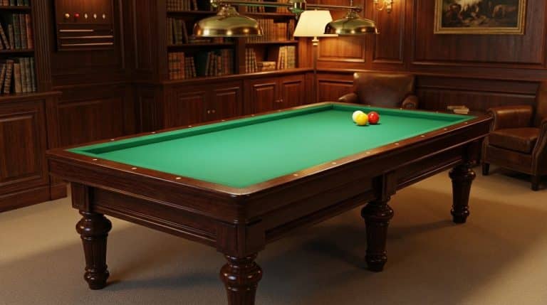 Table de billard carambole en bois verni dans un salon classique